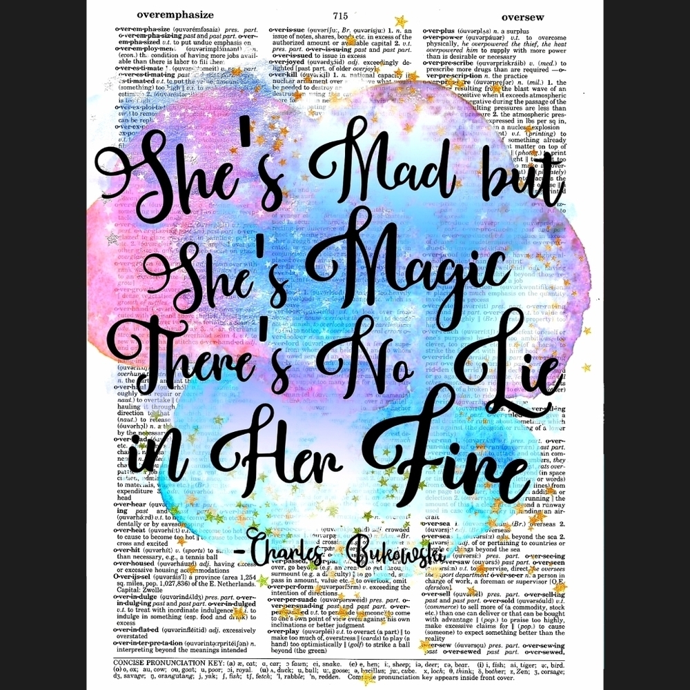 Mad But Magic Bukowski Quote Dictionary Art Print - Picture 4 of 4